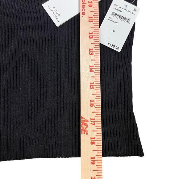 NWT Good American Shine Ribbed Tank Top Size Medium Black Blouse Stretch $129 - Picture 7 of 7
